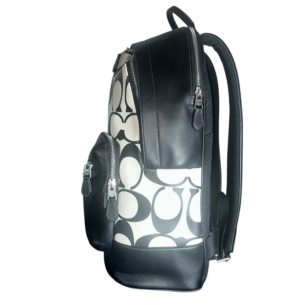 Coach West Backpack CO920 Black Chalk Signature Canvas Leather - Picture 10 of 16